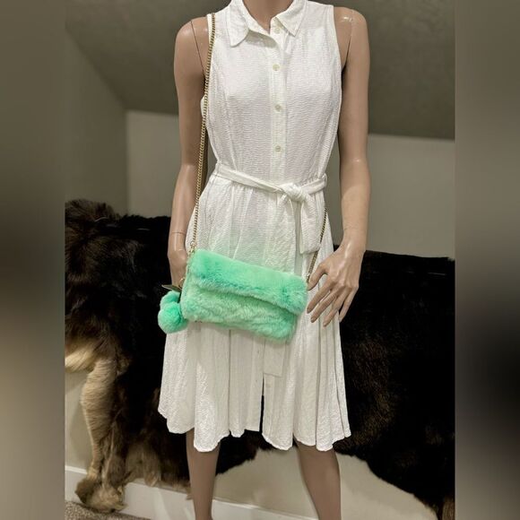 Handmade Real Rex Rabbit Fur Wristlet/Crossbody/Shoulder Bag Includes Free Gift - Picture 9 of 16